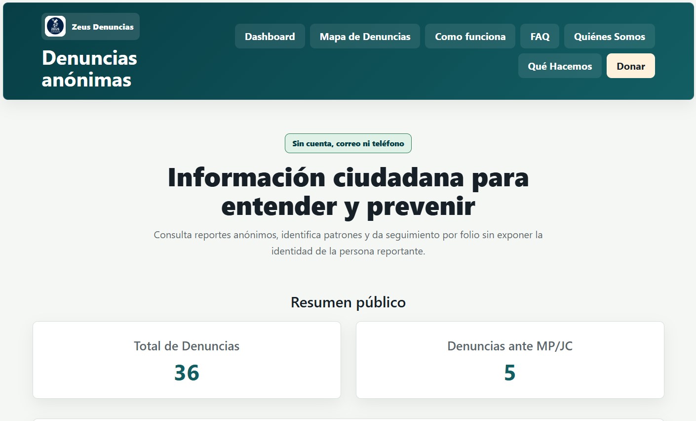 Proyecto Zeus — Plataforma de Reportes Ciudadanos y Comunitarios